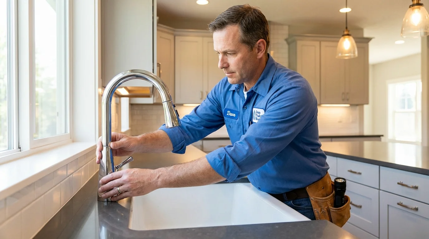 Kitchen faucet installation by Johns Plumbing LLC in Manistee